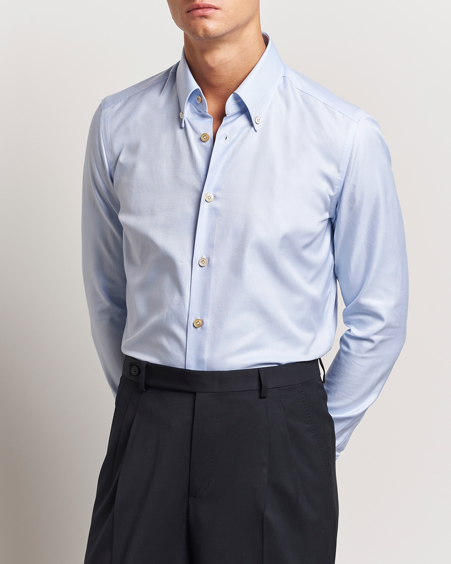 Mies | Kauluspaidat | Kiton | Slim Fit Button Down Oxford Shirt Light Blue