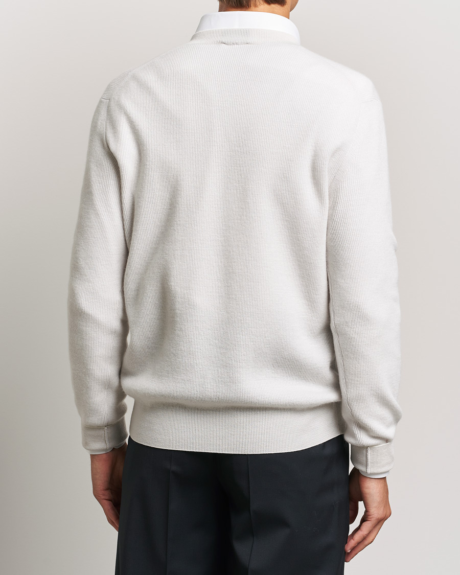 Mies | Puserot | Brioni | Rib Cashmere V-Neck Sweater Light Grey