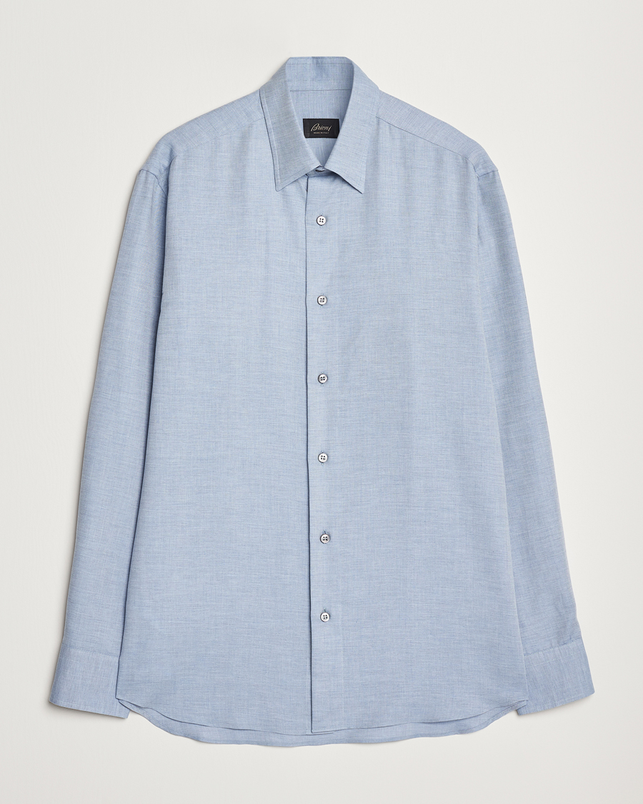 Mies | Kauluspaidat | Brioni | Cotton/Cashmere Flannel Shirt Light Blue