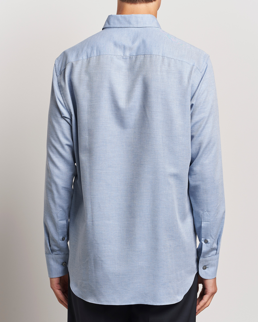 Mies | Kauluspaidat | Brioni | Cotton/Cashmere Flannel Shirt Light Blue