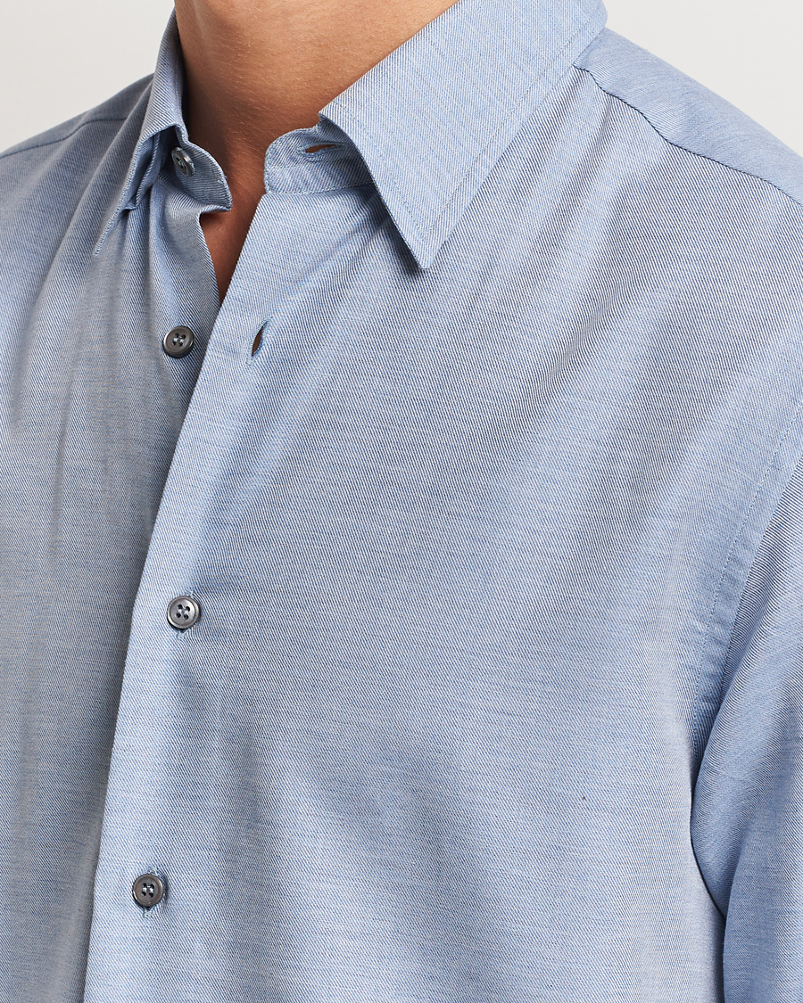 Mies | Kauluspaidat | Brioni | Cotton/Cashmere Flannel Shirt Light Blue