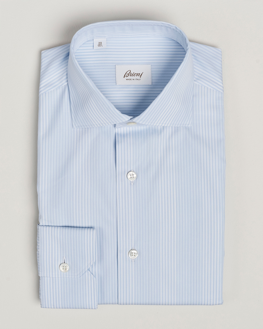 Mies | Kauluspaidat | Brioni | Slim Fit Striped Dress Shirt Light Blue