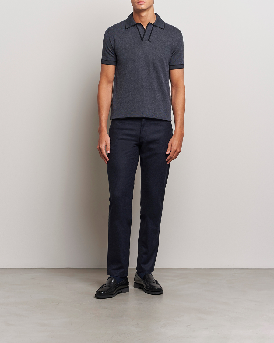 Mies | Housut | Brioni | Slim Fit 5-Pocket Flannel Pants Navy