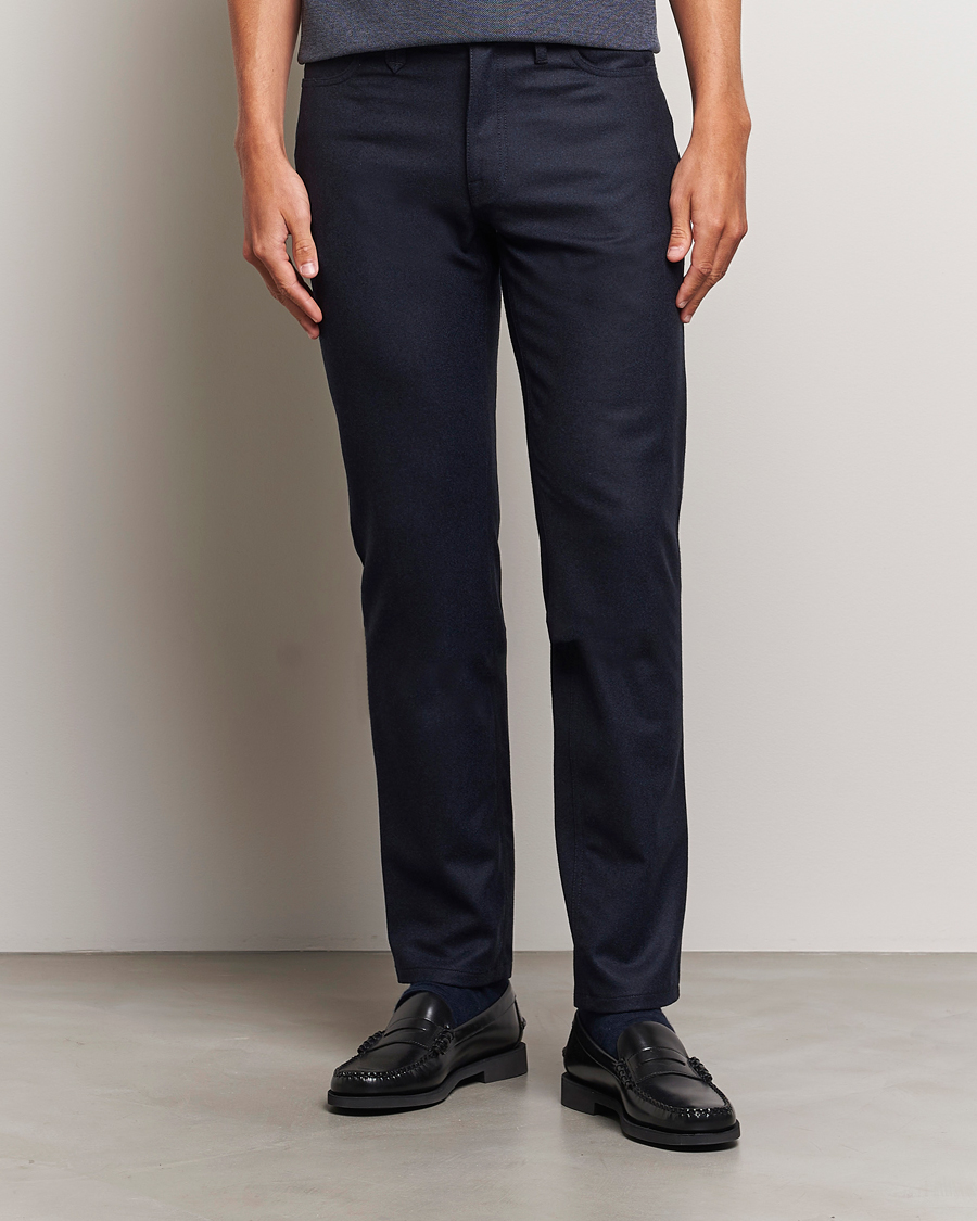 Mies | Housut | Brioni | Slim Fit 5-Pocket Flannel Pants Navy