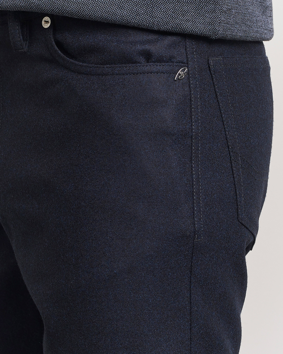 Mies | Housut | Brioni | Slim Fit 5-Pocket Flannel Pants Navy
