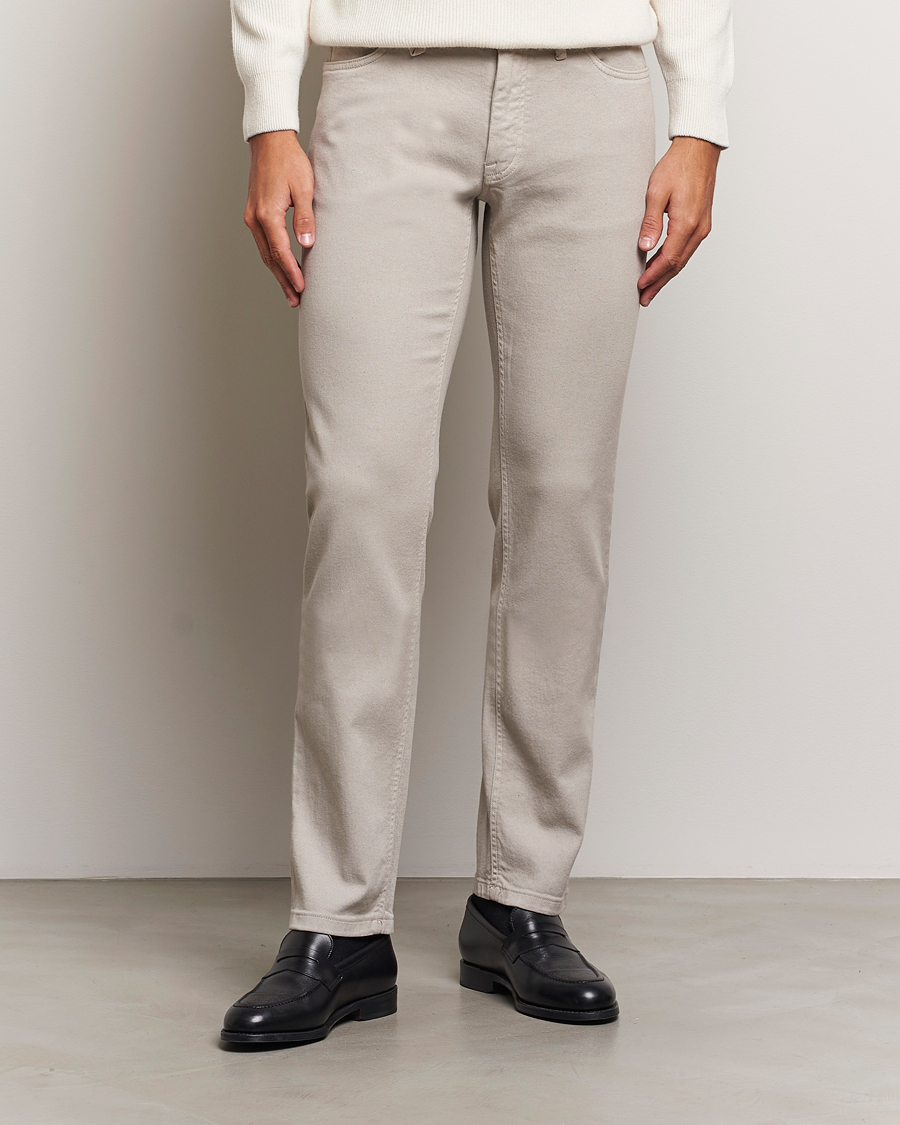 Mies | Housut | Brioni | Slim Fit 5-Pocket Cotton Pants Light Beige