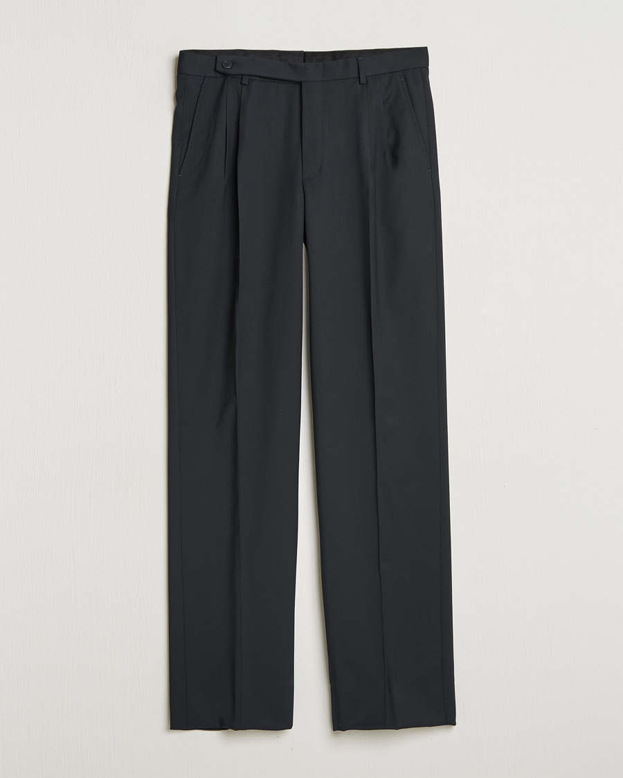 Mies | Housut | Brioni | Pleated Wool Trousers Navy