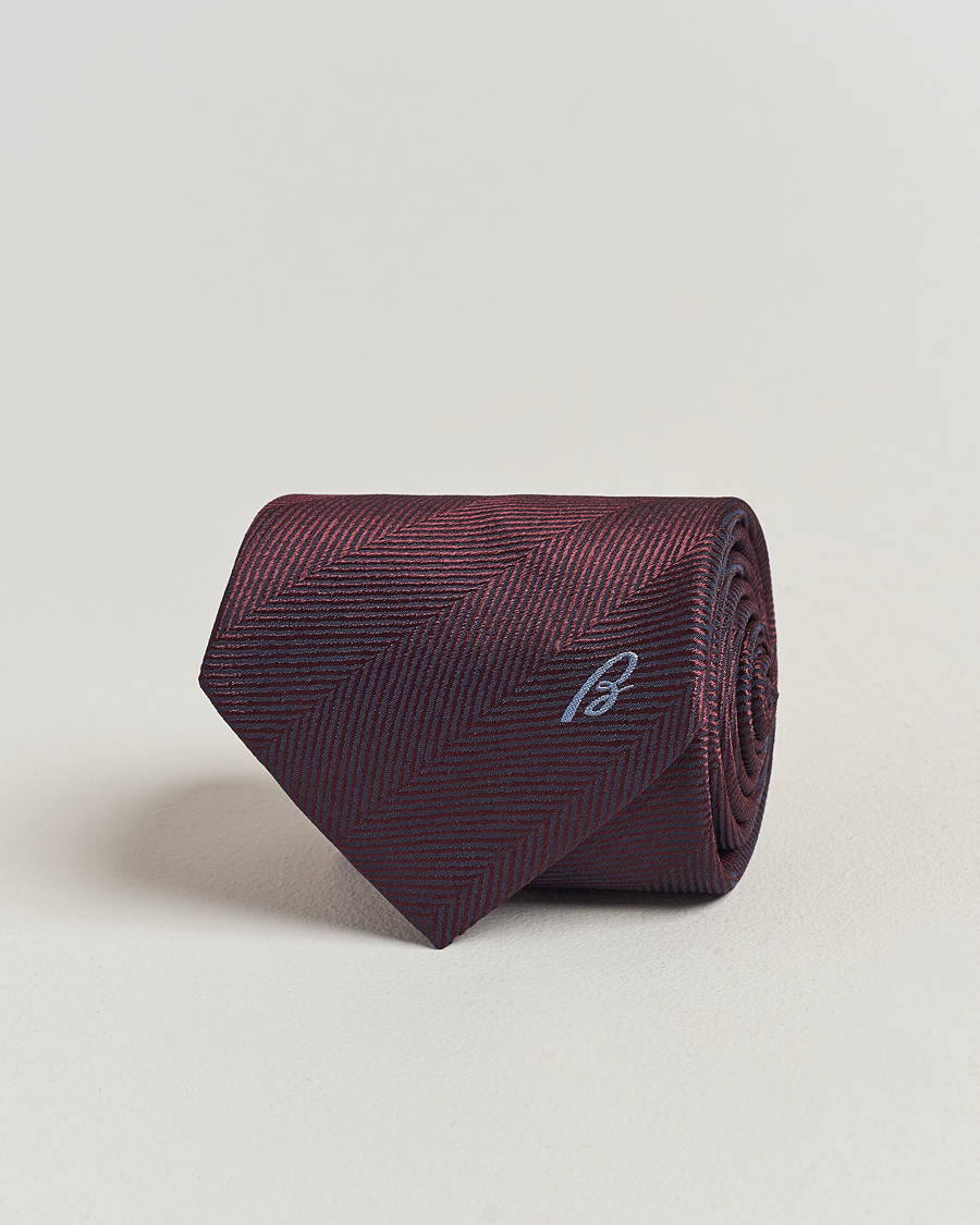 Mies | Brioni Herringbone Silk Tie Burgundy | Brioni | Herringbone Silk Tie Burgundy
