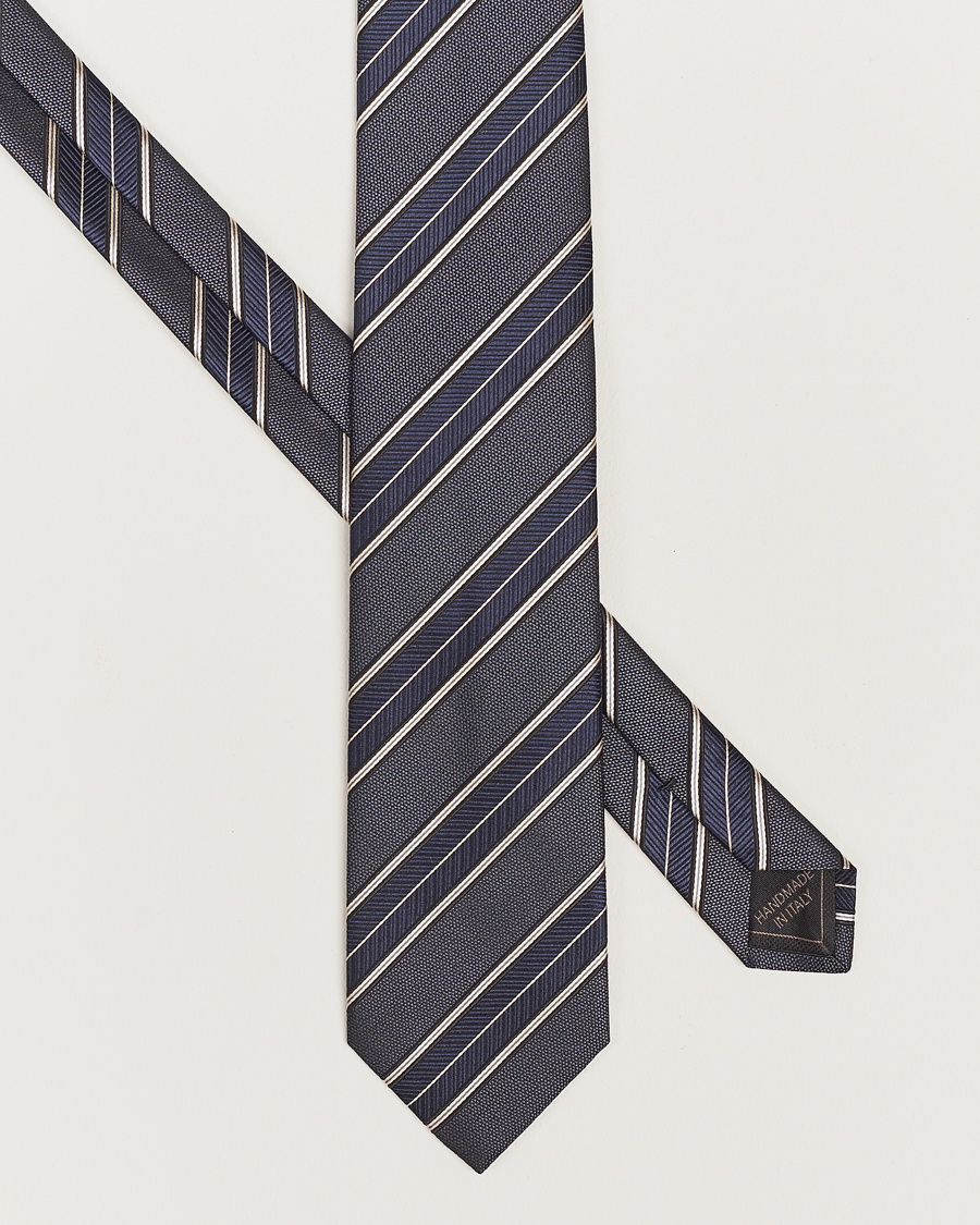 Mies | Brioni Regimental Stripe Silk Tie Navy | Brioni | Regimental Stripe Silk Tie Navy