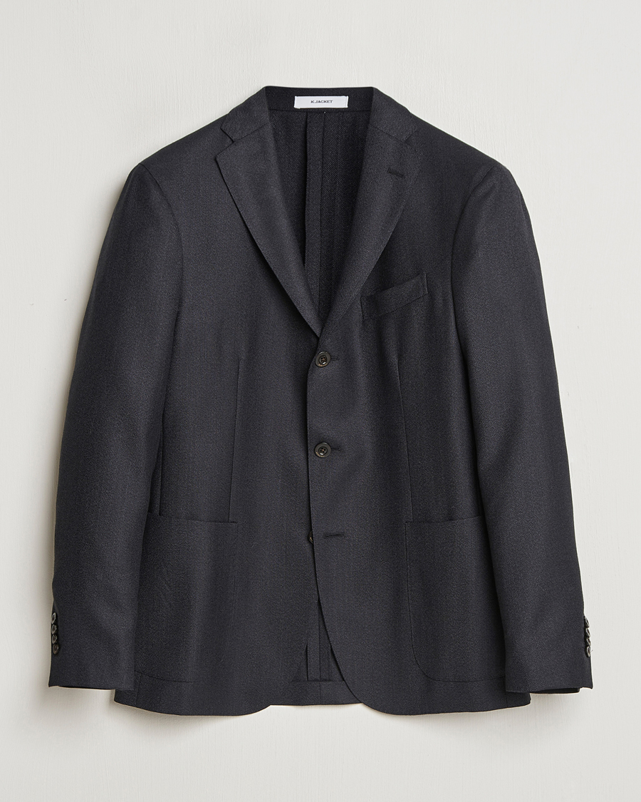 Mies | Pikkutakit | Boglioli | K Jacket Wool Hopsack Blazer Charcoal