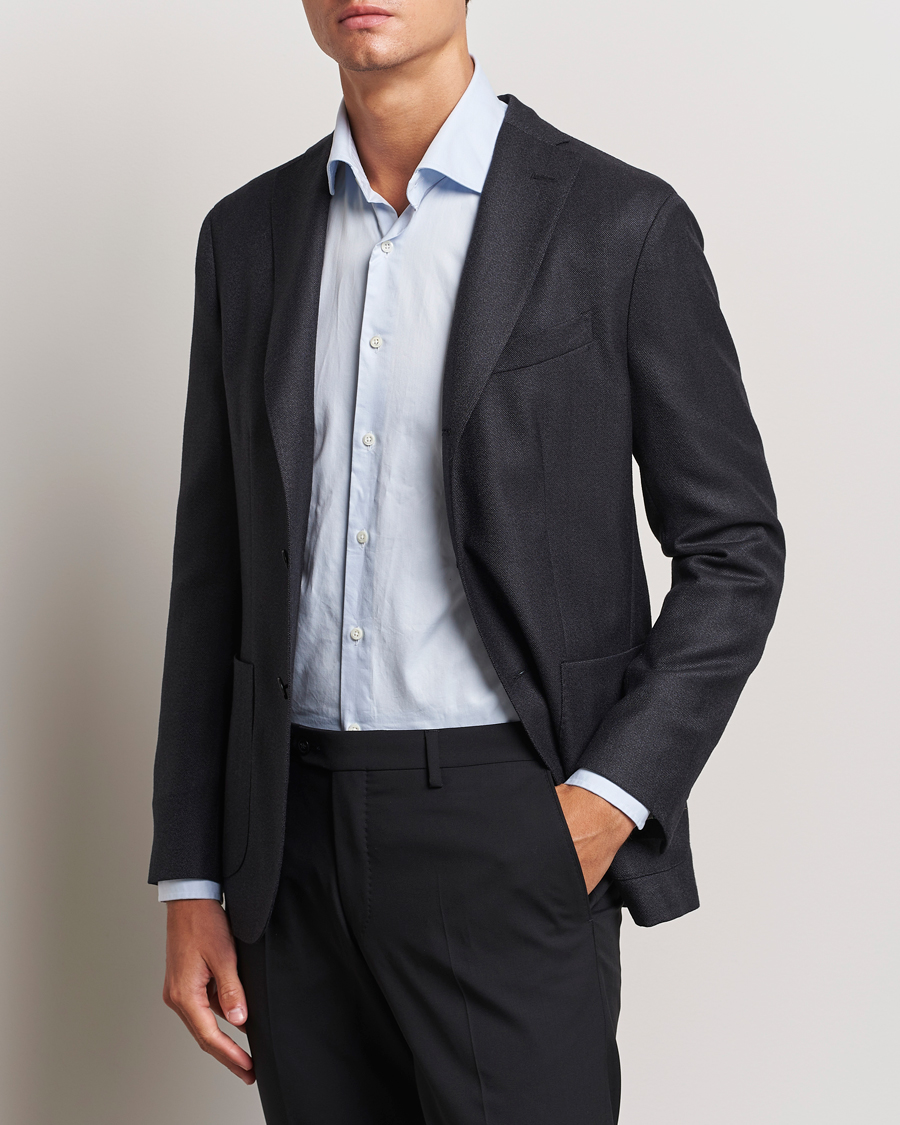 Mies | Pikkutakit | Boglioli | K Jacket Wool Hopsack Blazer Charcoal