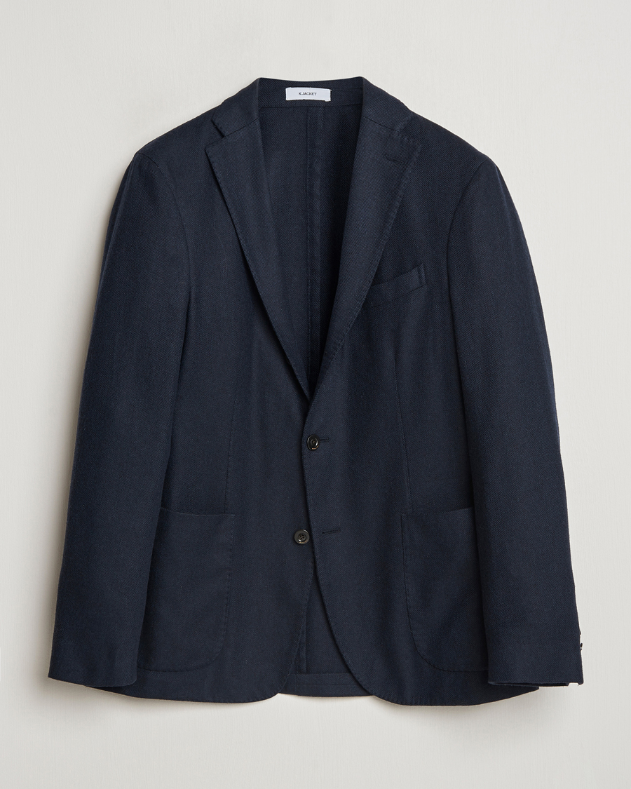 Mies | Pikkutakit | Boglioli | K Jacket Wool Herringbone Blazer Navy