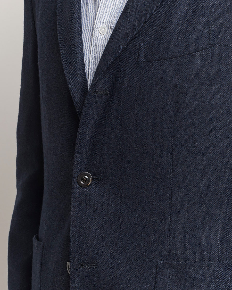 Mies | Pikkutakit | Boglioli | K Jacket Wool Herringbone Blazer Navy