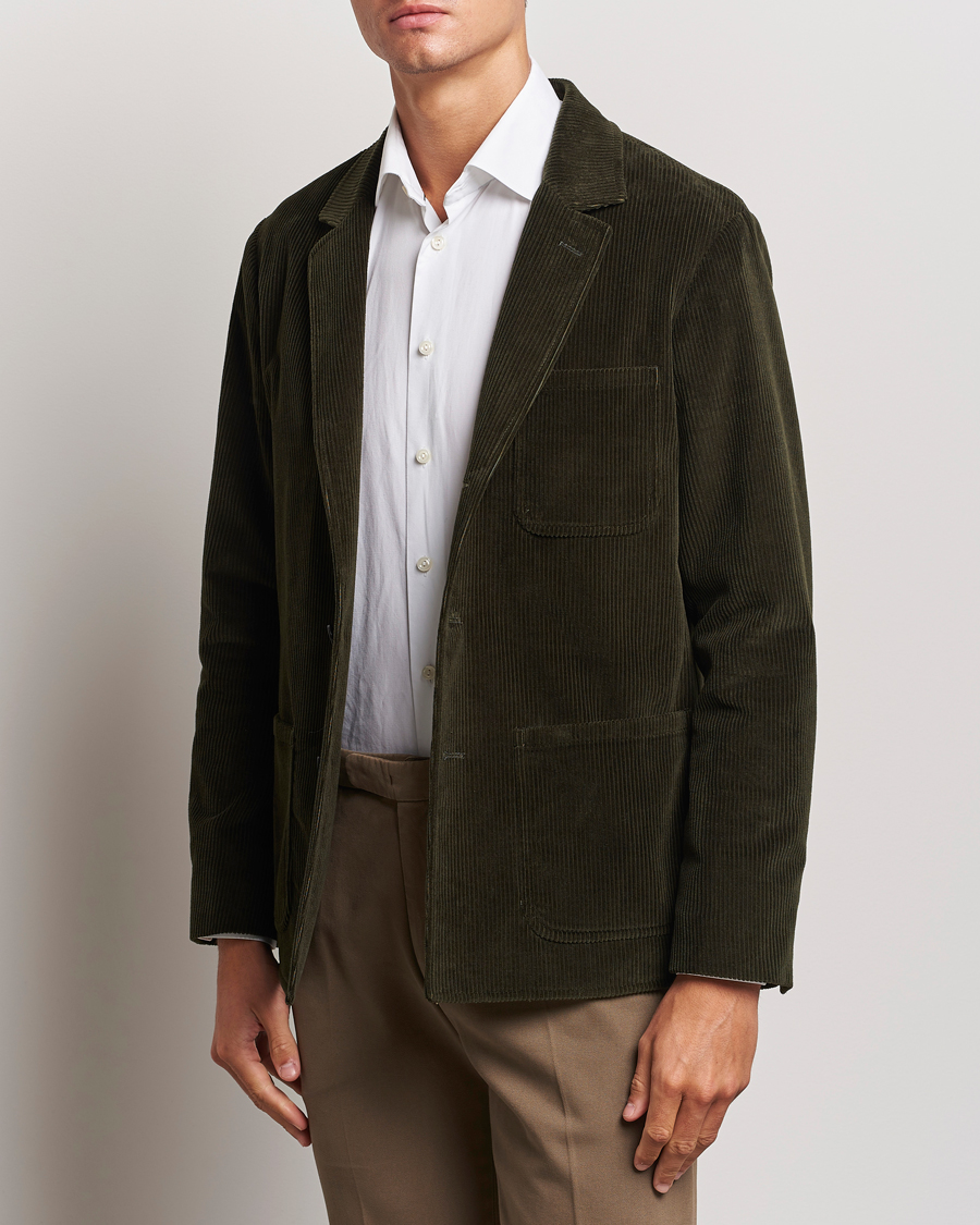Mies | Pikkutakit | Boglioli | Wale Corduroy Painter Jacket Dark Green