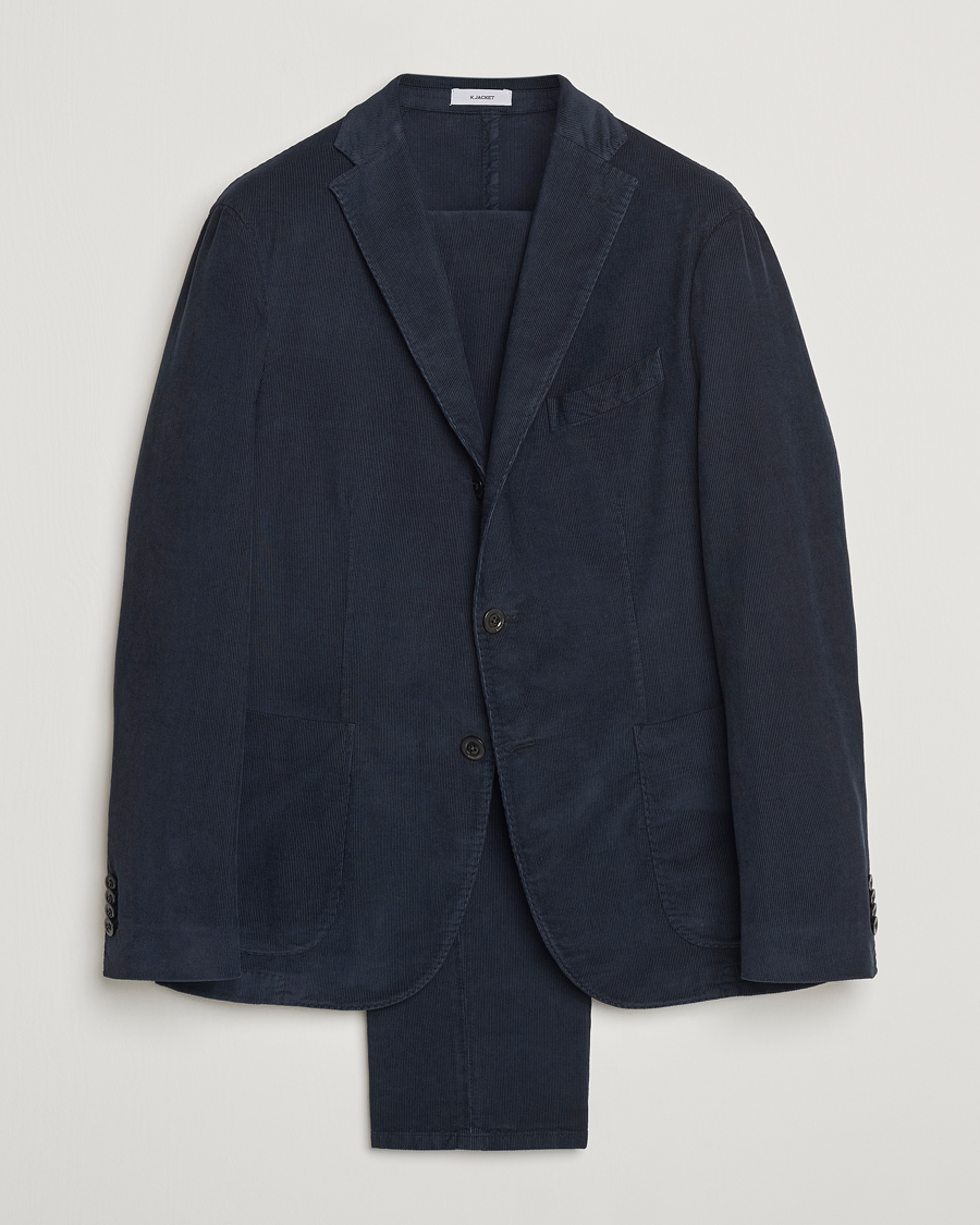 Mies | Puvut | Boglioli | K Jacket Baby Corduroy Suit Navy
