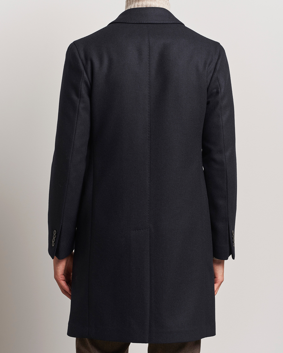 Mies | Takit | Boglioli | Herringbone Wool Coat Navy