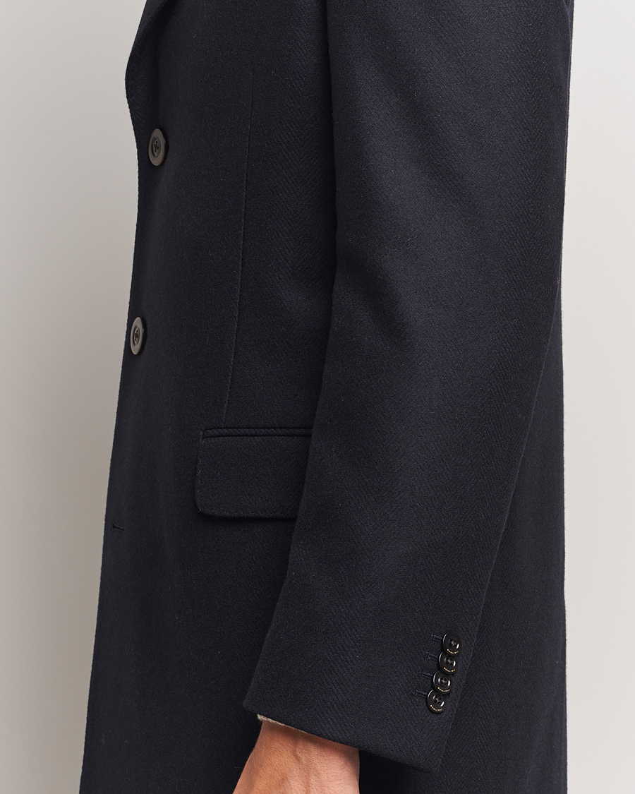 Mies | Takit | Boglioli | Herringbone Wool Coat Navy