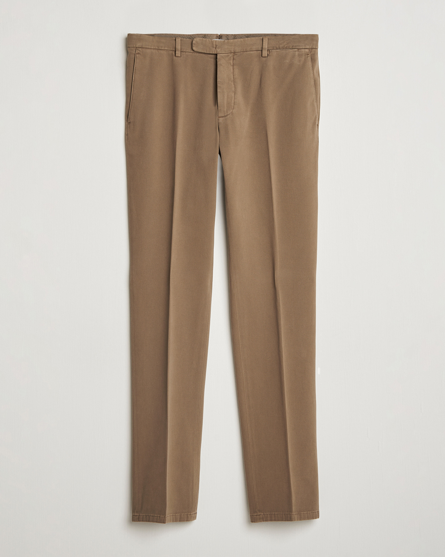 Mies | Housut | Boglioli | Cotton Twill Trousers Brown