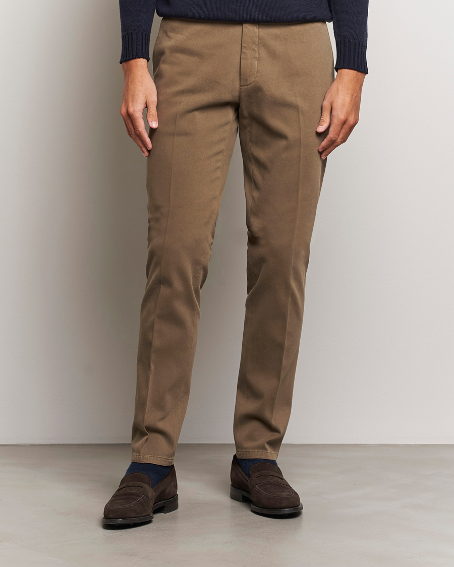 Mies | Housut | Boglioli | Cotton Twill Trousers Brown