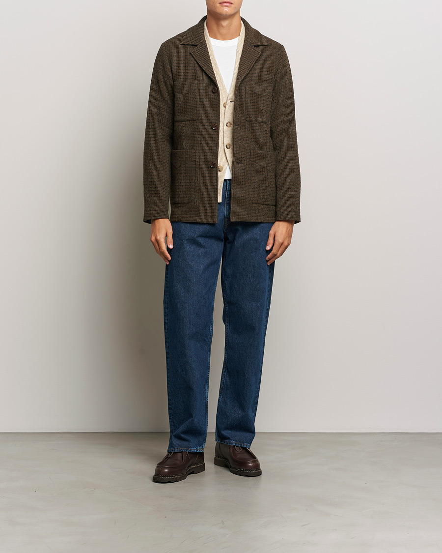 Mies | Takit | Aspesi | Wool Houndstooth Jacket Dark Brown