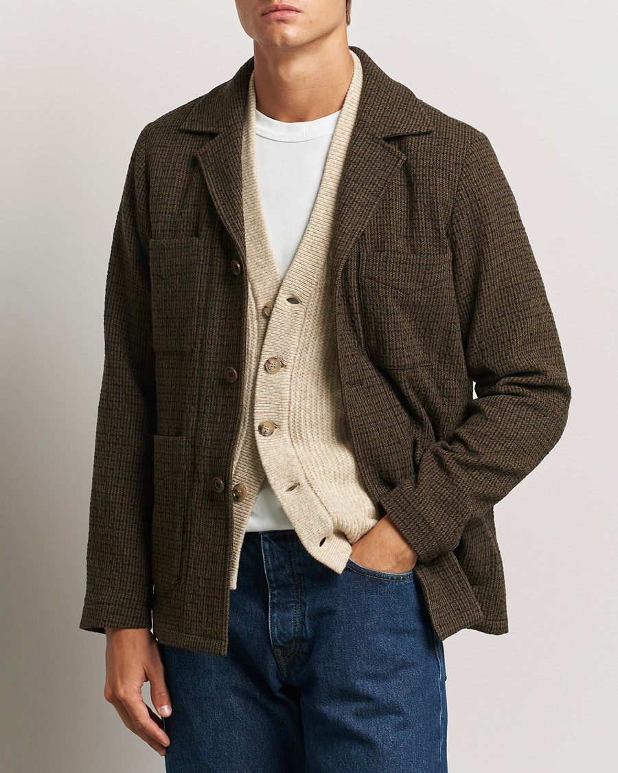 Mies | Takit | Aspesi | Wool Houndstooth Jacket Dark Brown