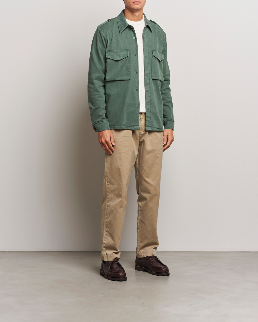 Mies | Takit | Aspesi | Twill Cotton Shirt Jacket Green