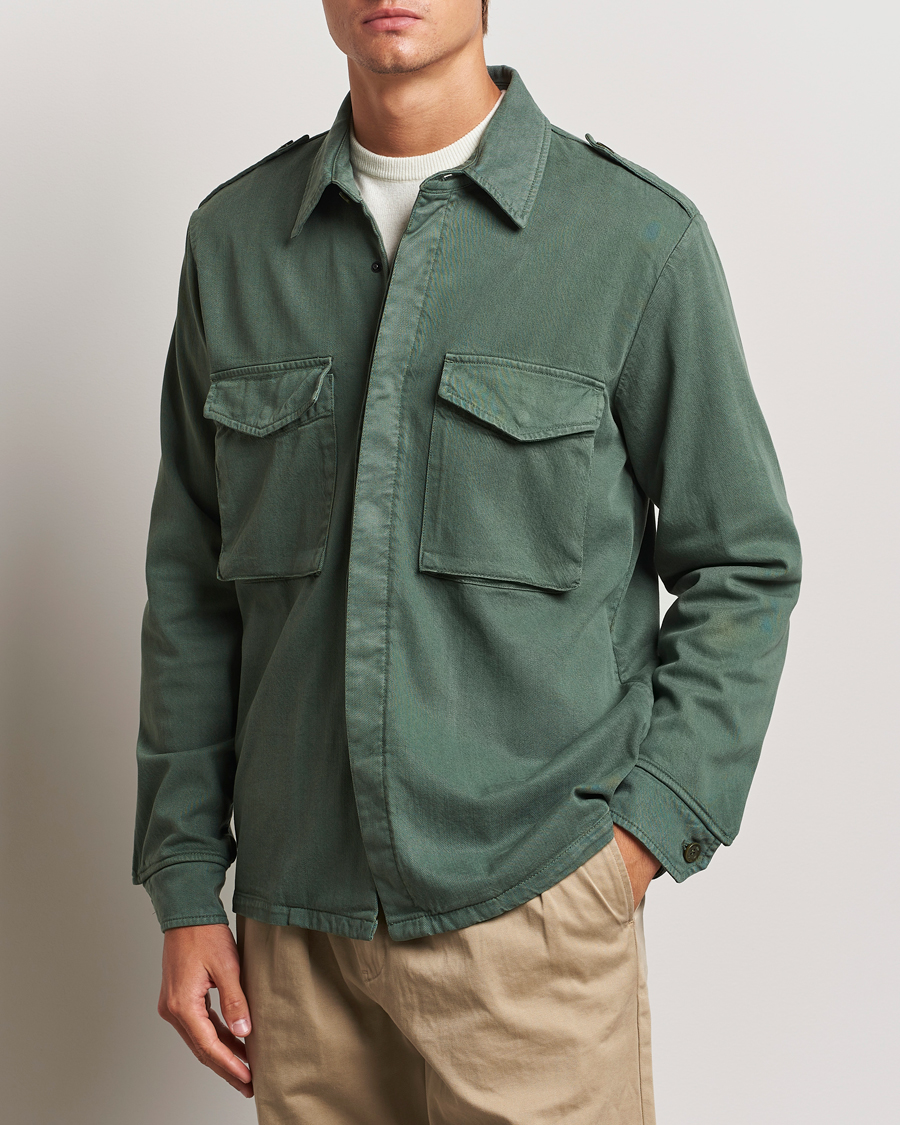 Mies | Takit | Aspesi | Twill Cotton Shirt Jacket Green
