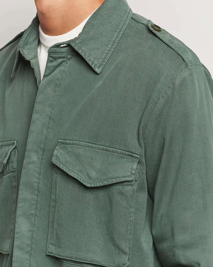 Mies | Takit | Aspesi | Twill Cotton Shirt Jacket Green
