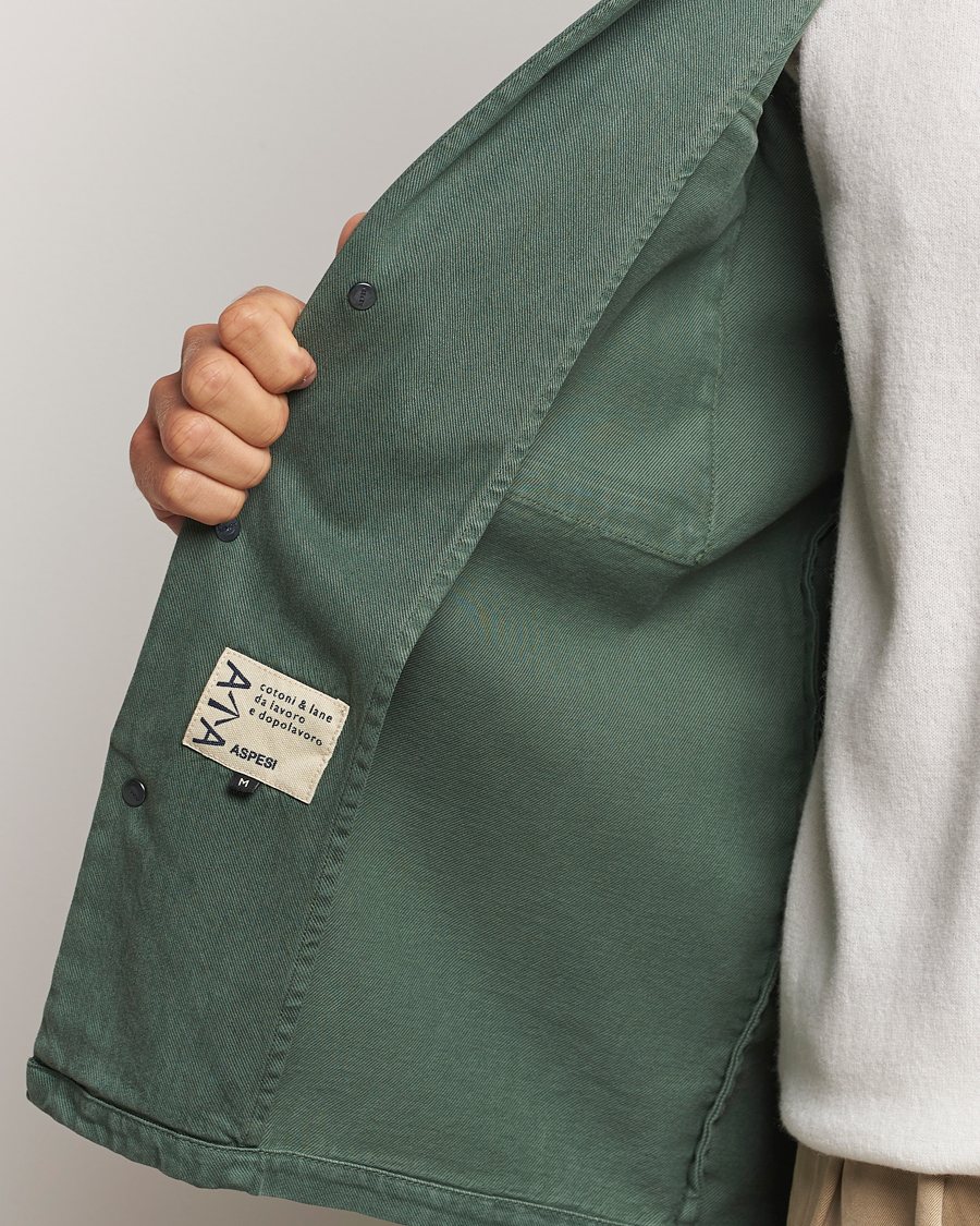 Mies | Takit | Aspesi | Twill Cotton Shirt Jacket Green