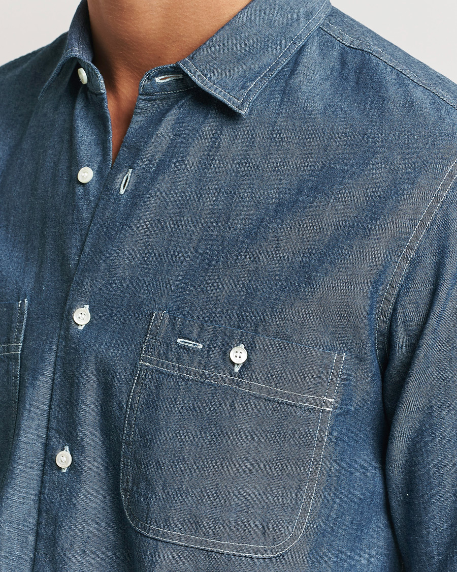 Mies | Kauluspaidat | Aspesi | Double Pocket Chambray Shirt Dark Wash