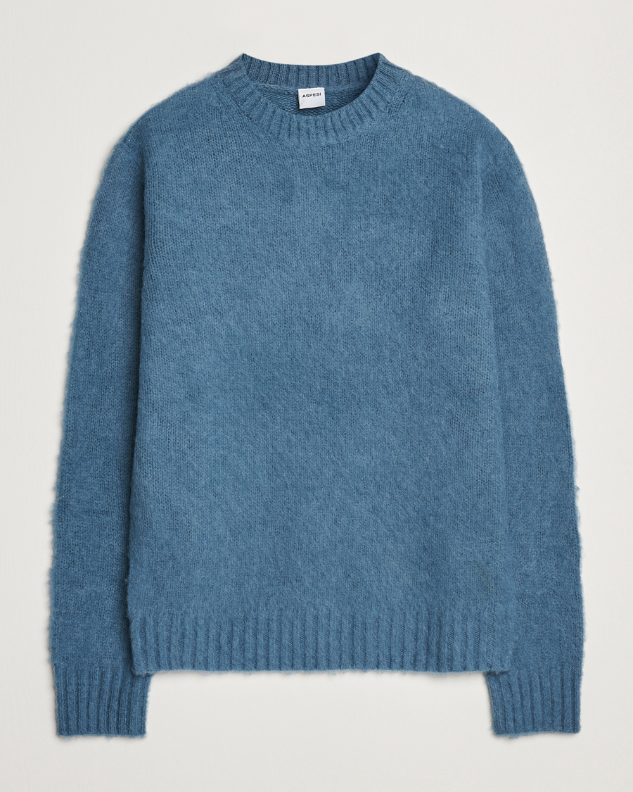 Mies | Puserot | Aspesi | Brushed Shetland Sweater Blue