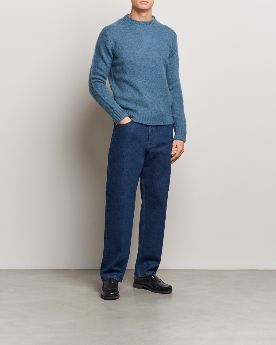 Mies | Puserot | Aspesi | Brushed Shetland Sweater Blue