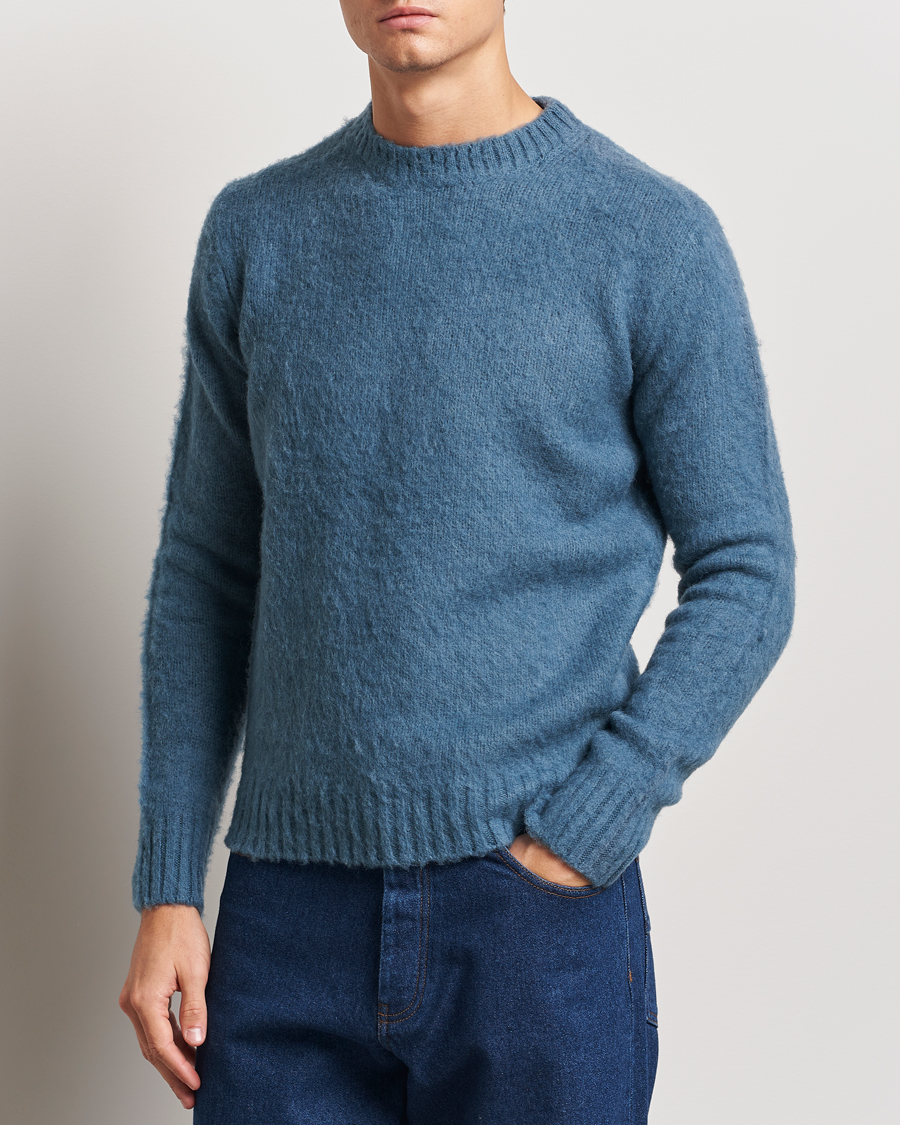 Mies | Puserot | Aspesi | Brushed Shetland Sweater Blue