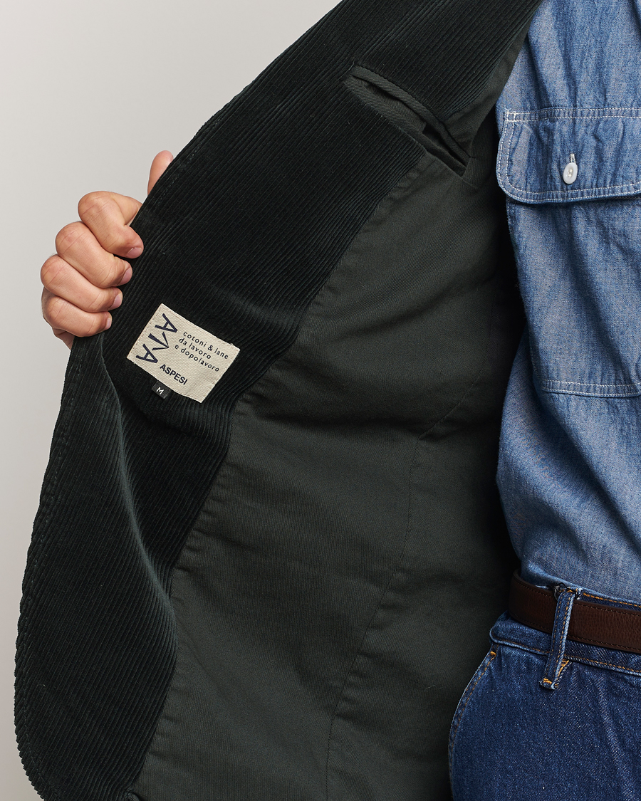Mies | Pikkutakit | Aspesi | Corduroy Blazer Dark Green