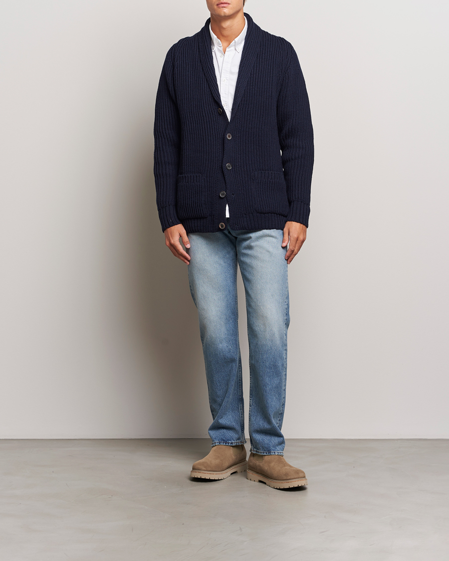 Mies | Puserot | Gloverall | Shawl Collar Cardigan Navy