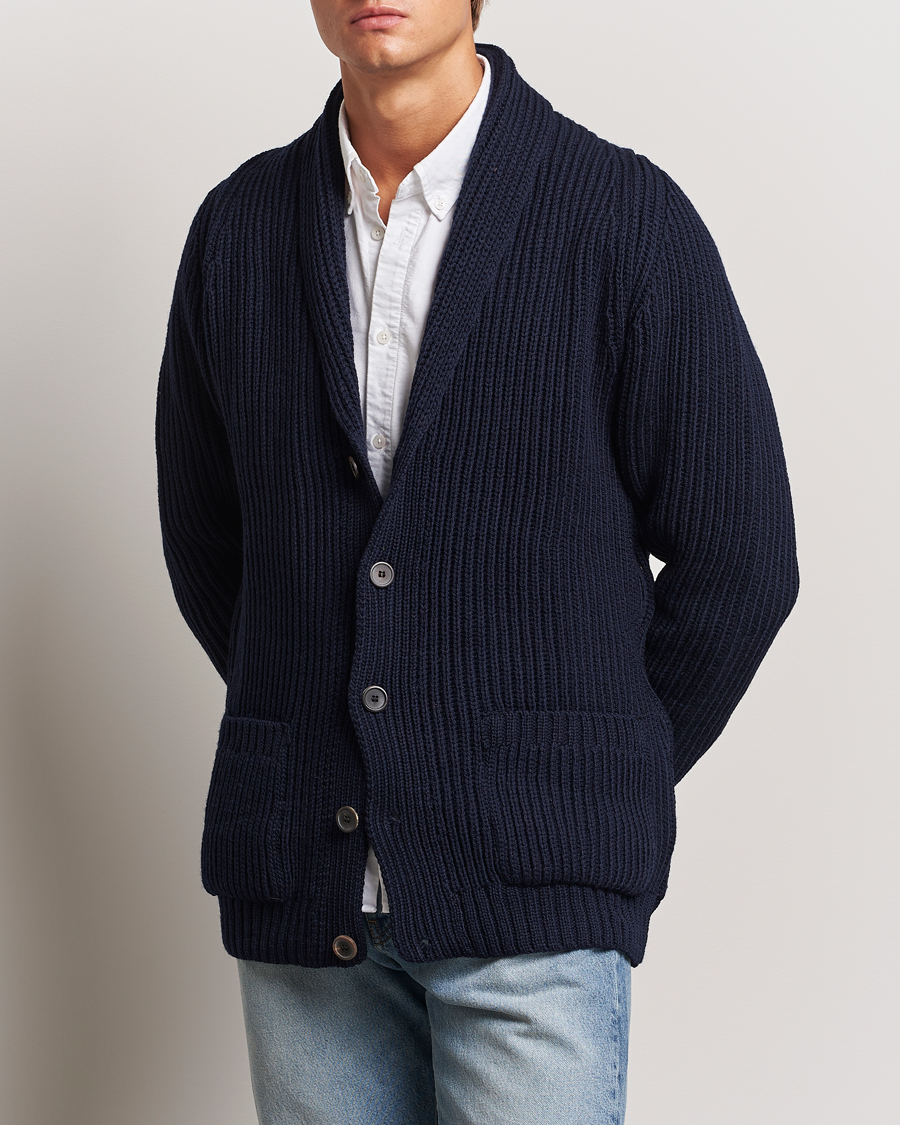 Mies | Puserot | Gloverall | Shawl Collar Cardigan Navy