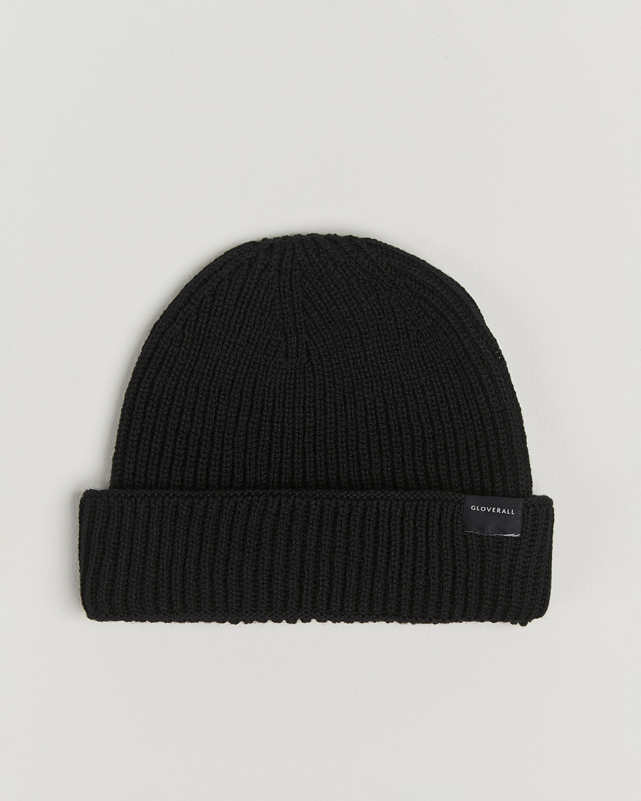 Mies | Gloverall Fisherman Lambswool Beanie Black | Gloverall | Fisherman Lambswool Beanie Black