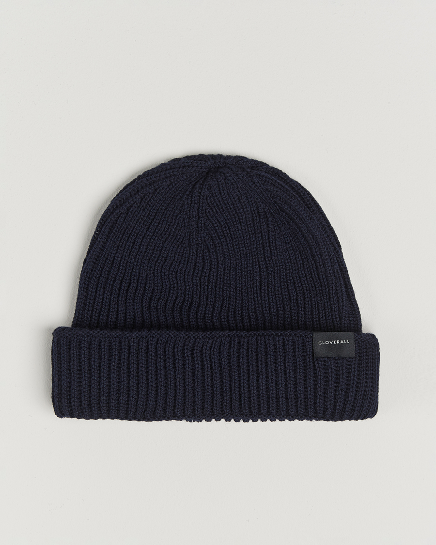 Mies | Gloverall Fisherman Lambswool Beanie Navy | Gloverall | Fisherman Lambswool Beanie Navy