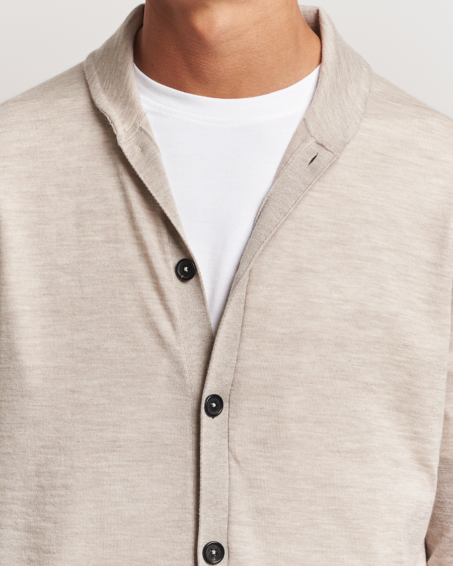 Mies | Puserot | Massimo Alba | Cashmere Shawl Collar Cardigan Beige