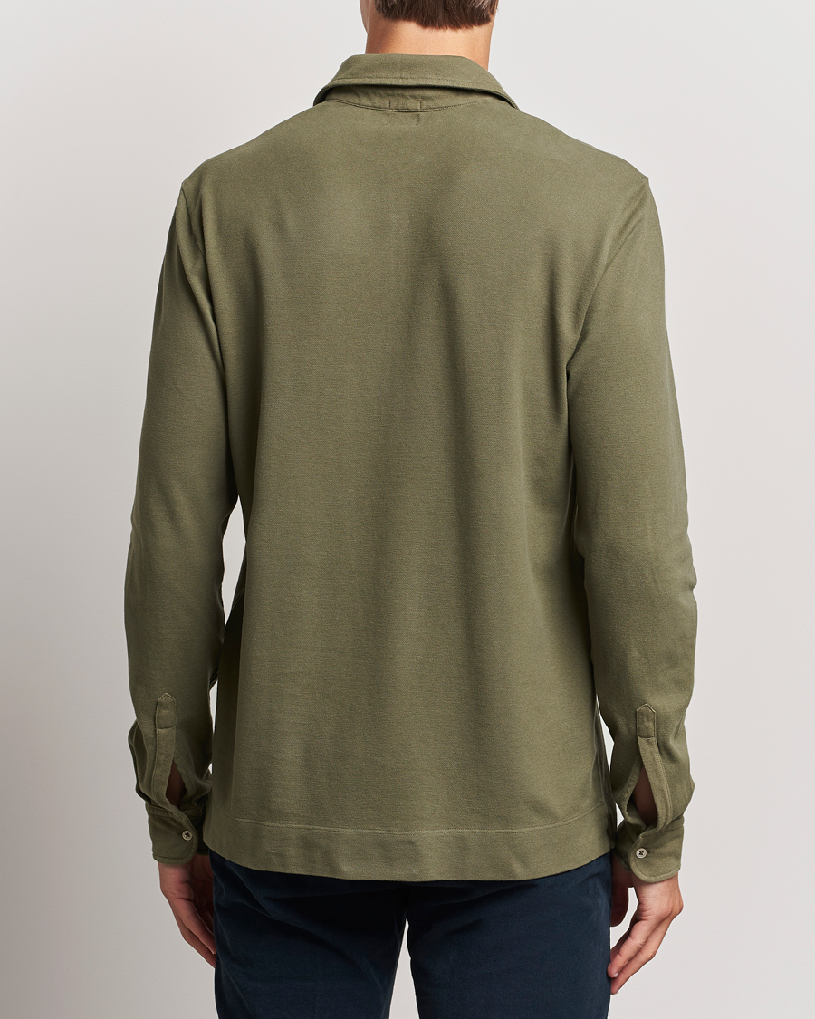 Mies | Puserot | Massimo Alba | Ischia Cotton/Cashmere Long Sleeve Polo Military