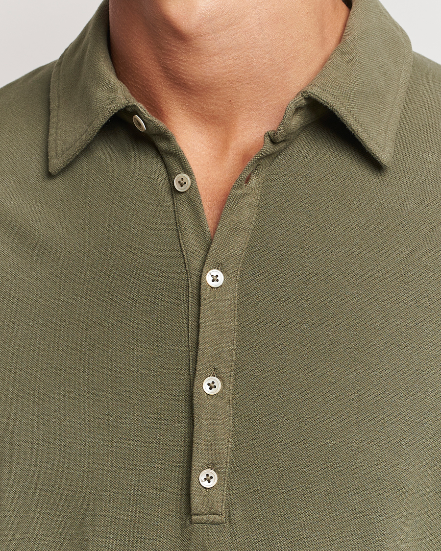 Mies | Puserot | Massimo Alba | Ischia Cotton/Cashmere Long Sleeve Polo Military