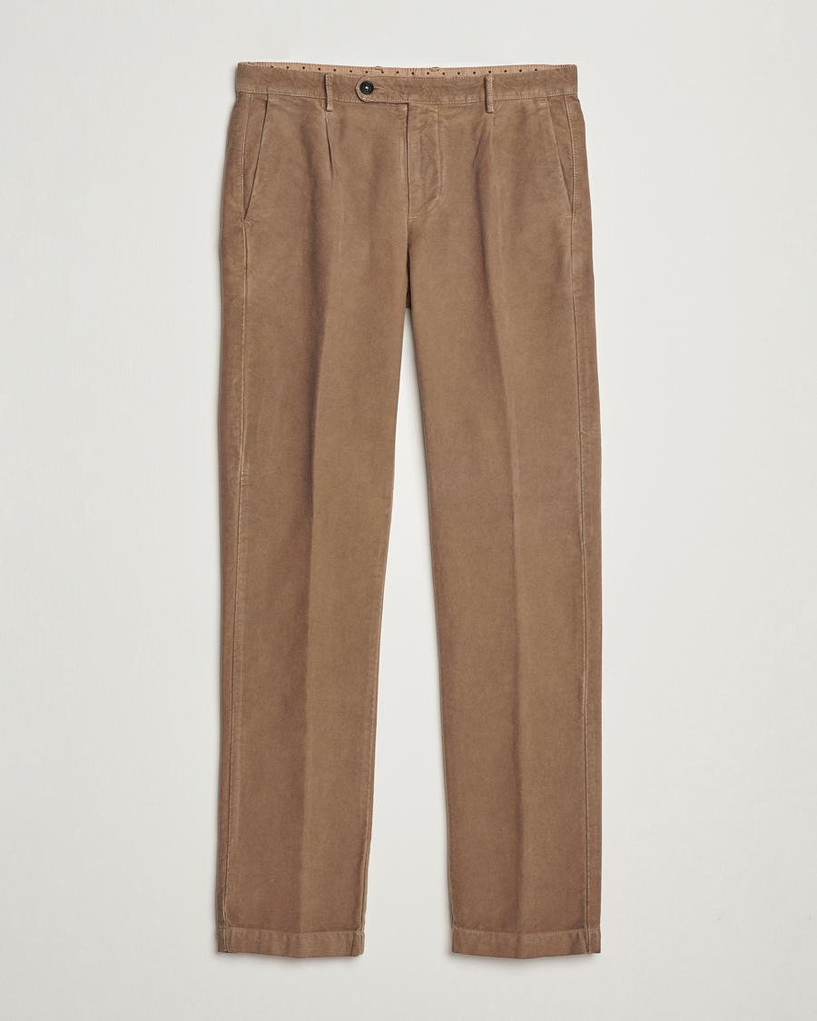 Mies | Housut | Massimo Alba | Ionio Pleated Moleskine Trousers Brown