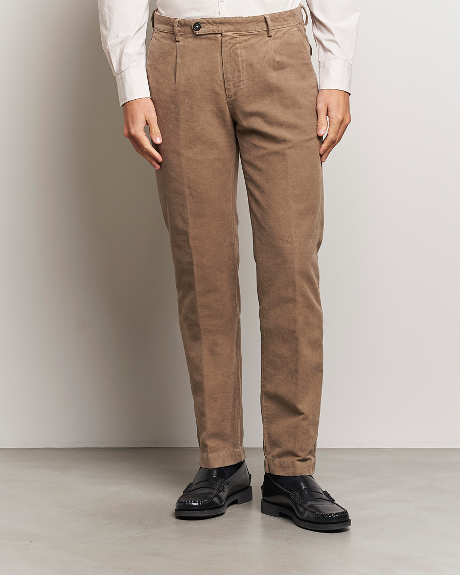 Mies | Housut | Massimo Alba | Ionio Pleated Moleskine Trousers Brown