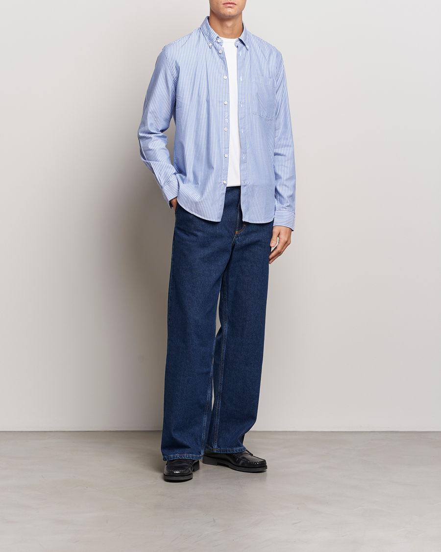 Mies | Kauluspaidat | NN07 | Arne Tencel Striped Shirt Blue/White