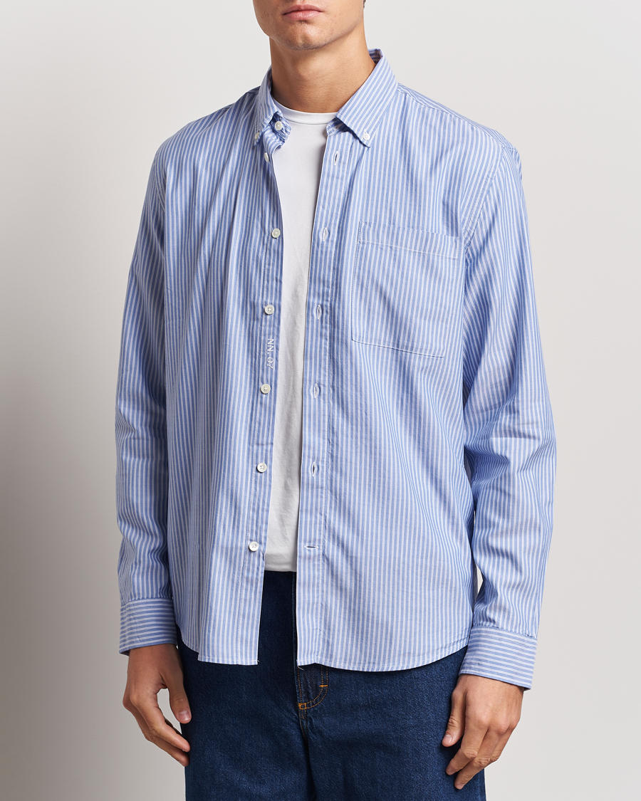 Mies | Kauluspaidat | NN07 | Arne Tencel Striped Shirt Blue/White
