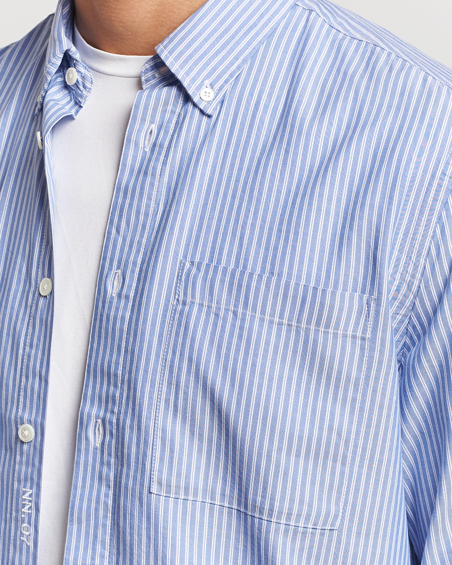 Mies | Kauluspaidat | NN07 | Arne Tencel Striped Shirt Blue/White