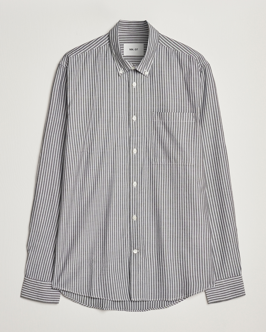 Mies | Kauluspaidat | NN07 | Arne Tencel Striped Shirt Black/White