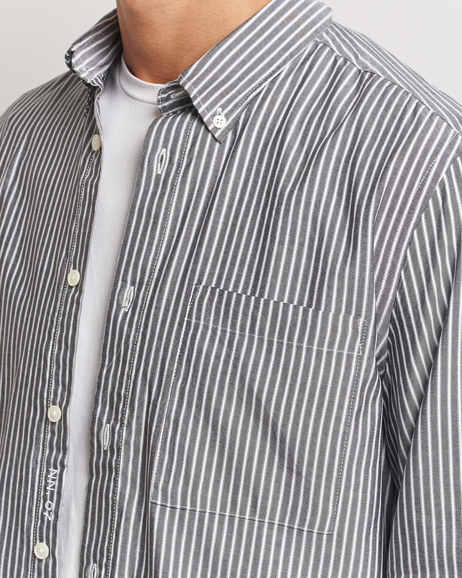 Mies | Kauluspaidat | NN07 | Arne Tencel Striped Shirt Black/White