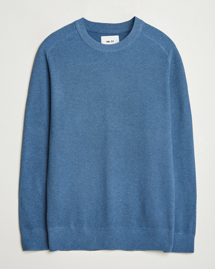 Mies | Puserot | NN07 | Kevin Cotton Knitted Sweater Bering Blue