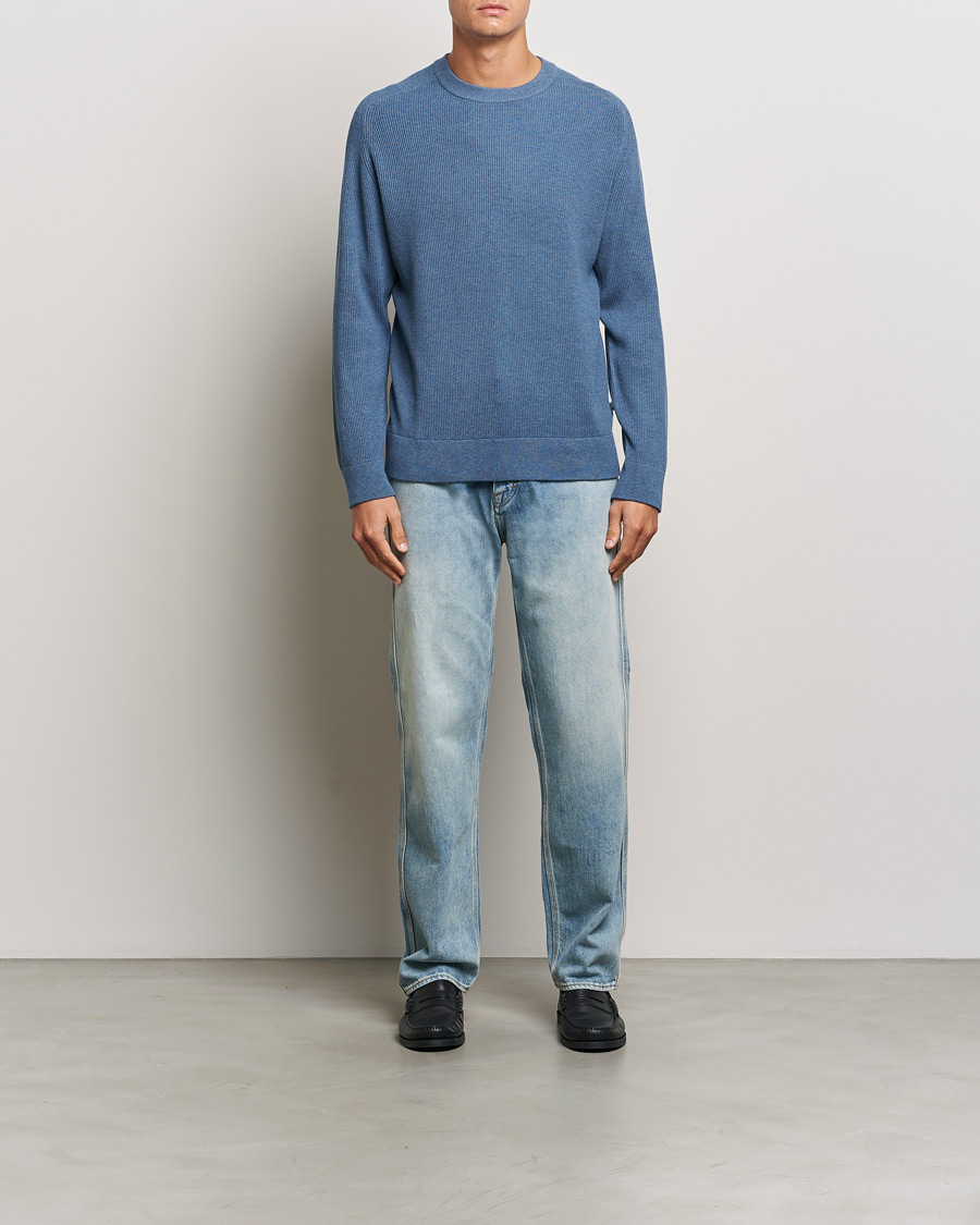 Mies | Puserot | NN07 | Kevin Cotton Knitted Sweater Bering Blue